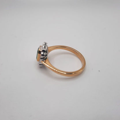 Emerald and Diamond Cluster Ring in 18ct Gold