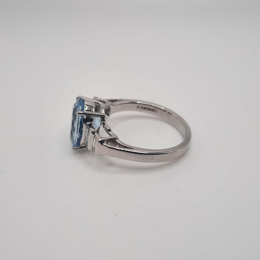 2.61ct Oval Cut Aquamarine and Diamond Dress Ring