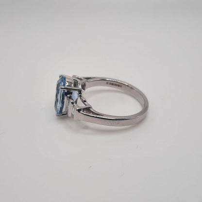 2.61ct Oval Cut Aquamarine and Diamond Dress Ring