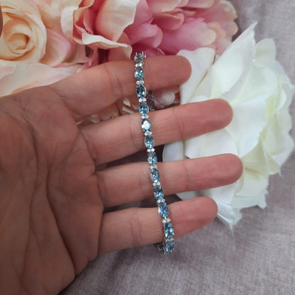 7.96ct Aquamarine and Diamond Line Bracelet