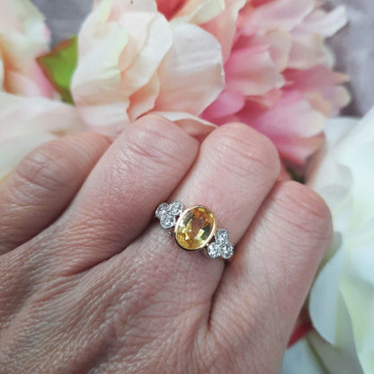 1.82ct Yellow Sapphire and Diamond Dress Ring in 18ct Yellow Gold
