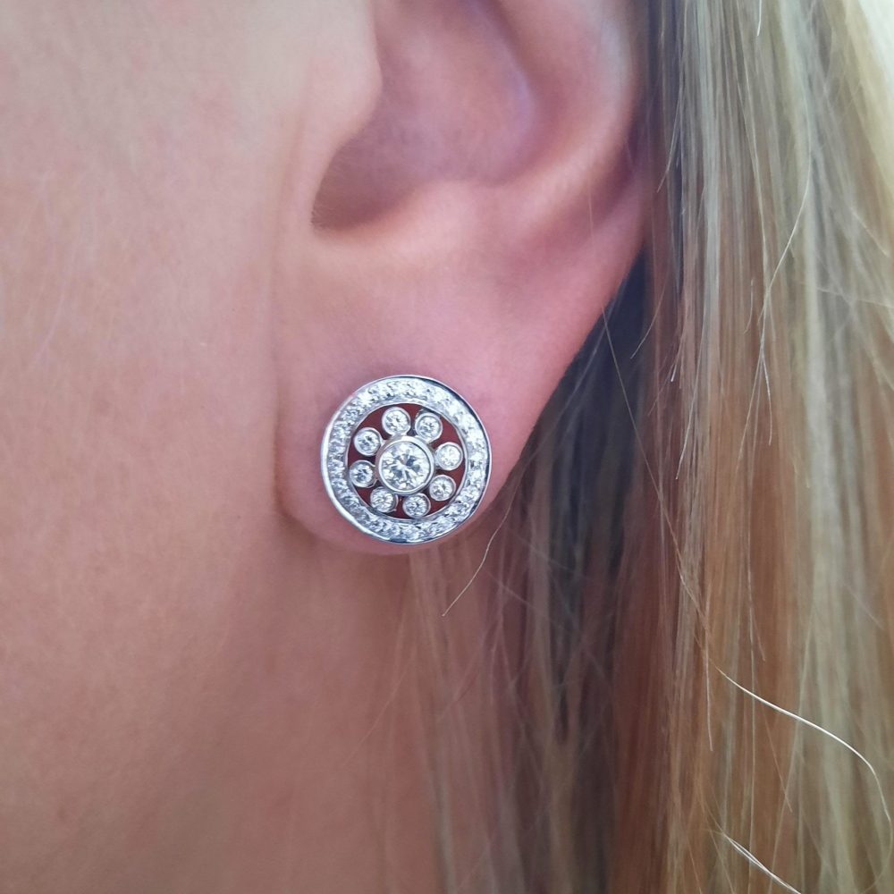 0.80ct Diamond Floral Cluster Earrings with Removeable Halos