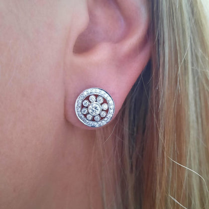 0.80ct Diamond Floral Cluster Earrings with Removeable Halos