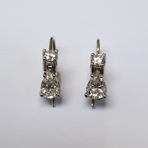 1.25ct Pear Cut Diamond Drop Earrings