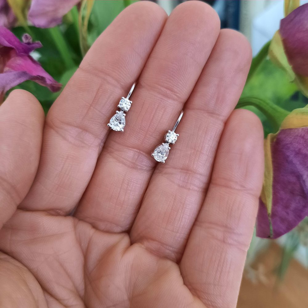 1.25ct Pear Cut Diamond Drop Earrings