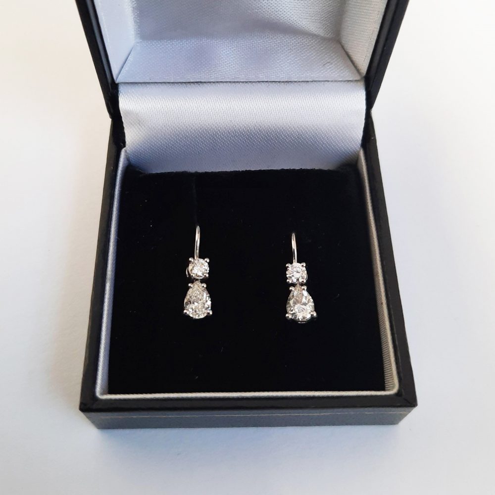 1.25ct Pear Cut Diamond Drop Earrings