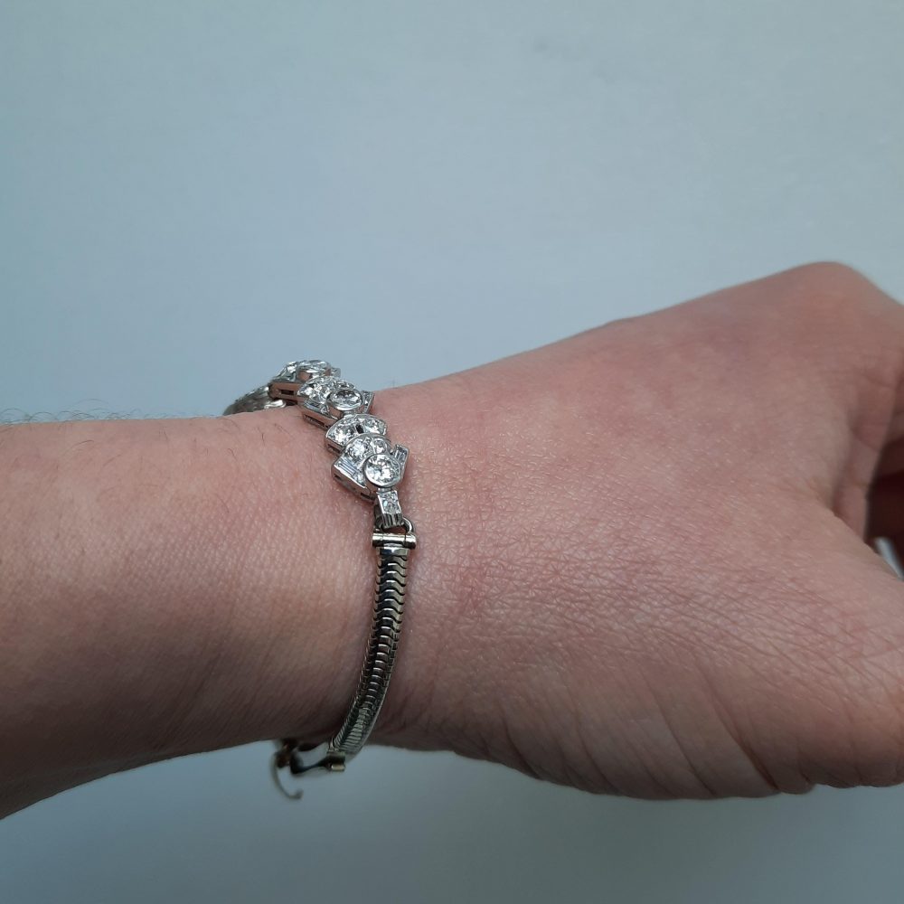 Art Deco Diamond Platinum Cocktail Watch, 3.20 carats