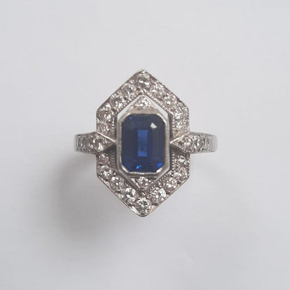 1.50ct Sapphire and Diamond Cluster Dress Ring in Platinum