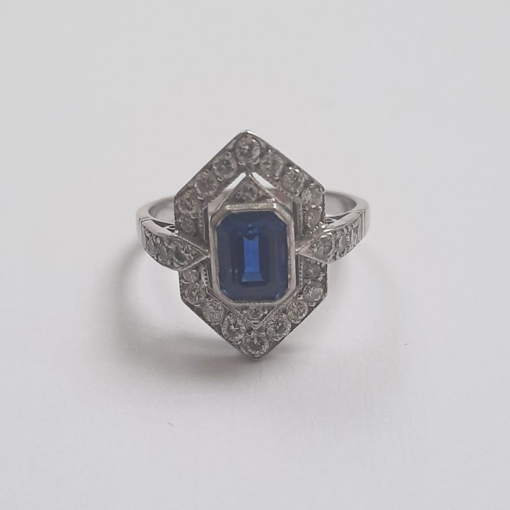 1.50ct Sapphire and Diamond Cluster Dress Ring in Platinum