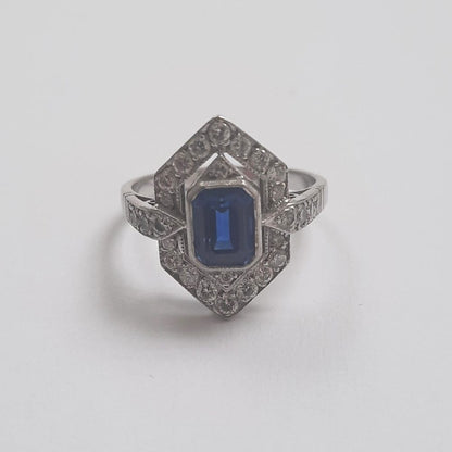 1.50ct Sapphire and Diamond Cluster Dress Ring in Platinum