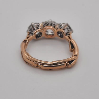 Old Mine Cut Diamond Trilogy Ring, 2.65 carat total