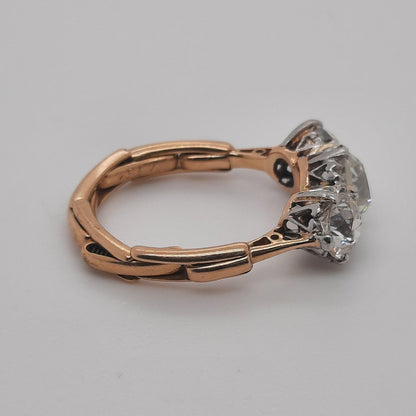 Old Mine Cut Diamond Trilogy Ring, 2.65 carat total