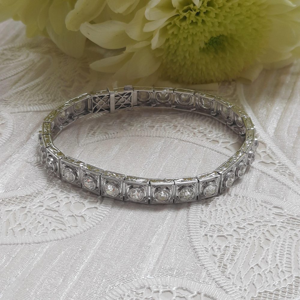 Art Deco Style 4ct Old Cut Diamond Bracelet