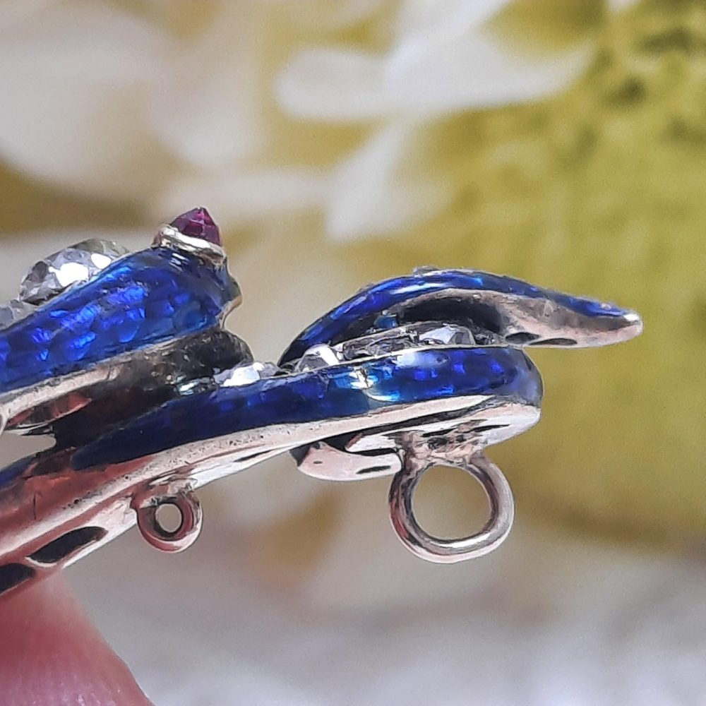 Antique Victorian Diamond and Blue Enamel Snake Pendant