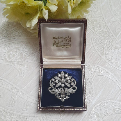 Antique Victorian 4ct Old Cut Diamond Flower Brooch