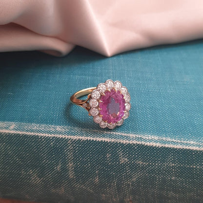 4.80ct Pink Sapphire and Diamond Cluster Ring