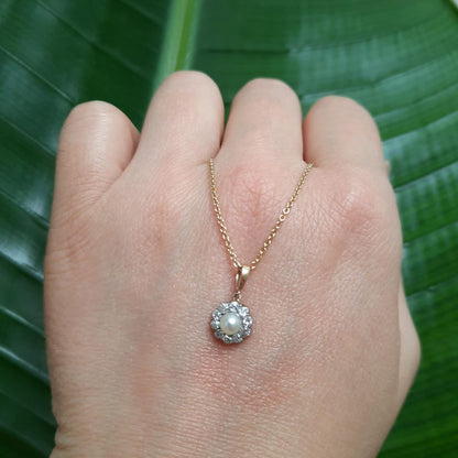 Antique Victorian Pearl and Diamond Cluster Pendant Necklace