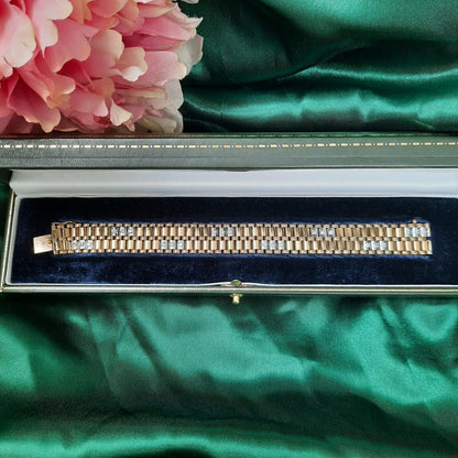 Vintage Diamond Set Cylinder Link Bracelet