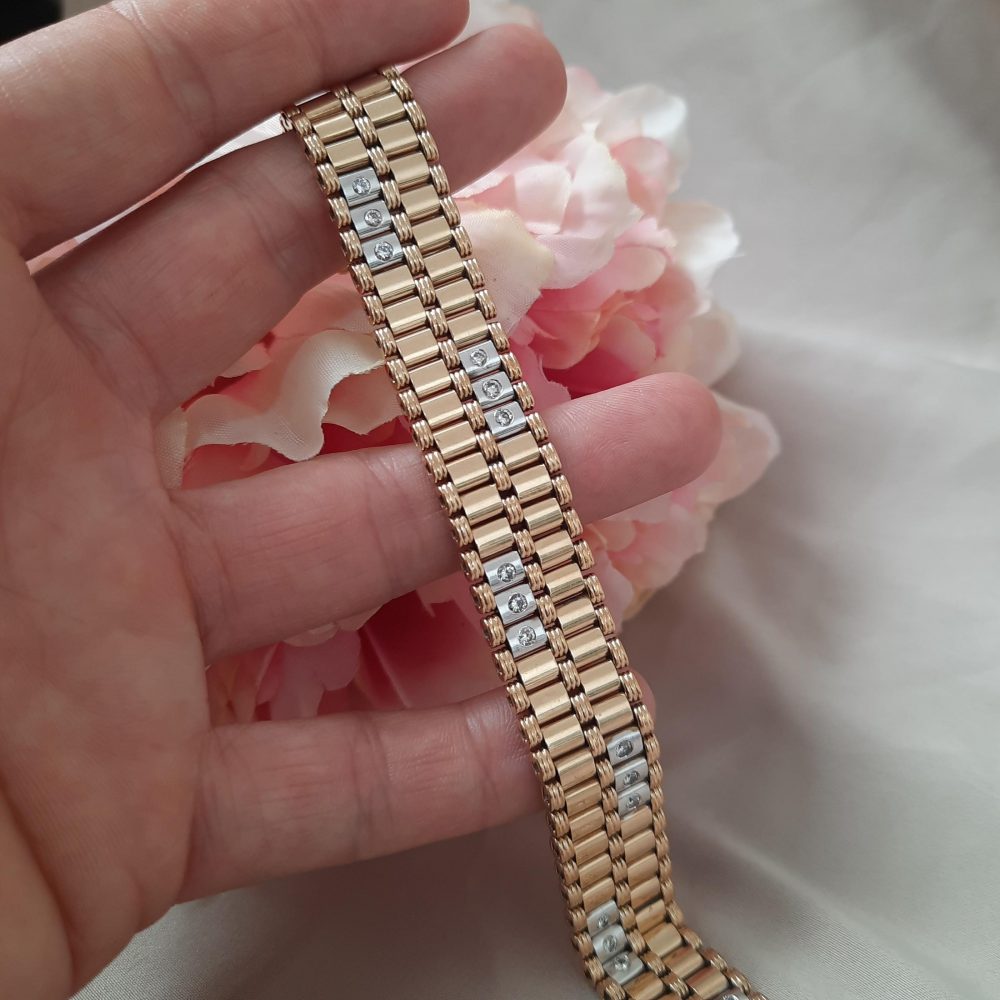 Vintage Diamond Set Cylinder Link Bracelet