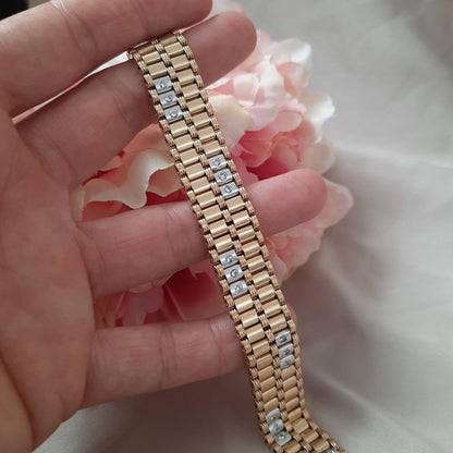 Vintage Diamond Set Cylinder Link Bracelet