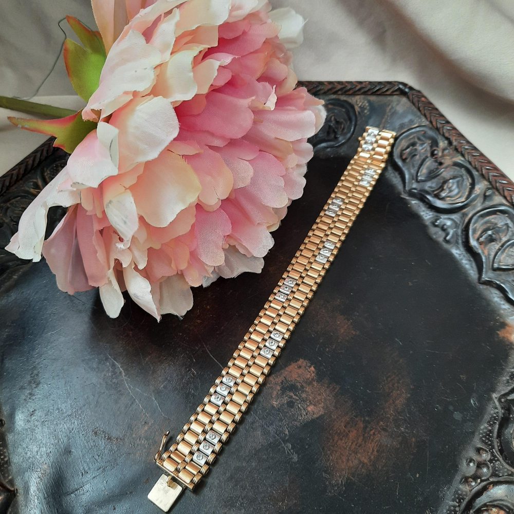 Vintage Diamond Set Cylinder Link Bracelet