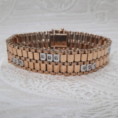 Vintage Diamond Set Cylinder Link Bracelet