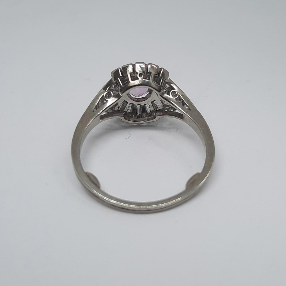 Vintage Pink Topaz and Diamond Fancy Cluster Ring