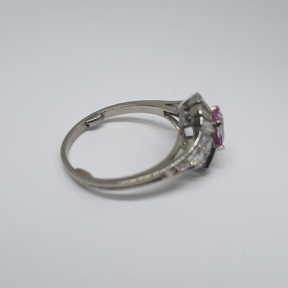 Vintage Pink Topaz and Diamond Fancy Cluster Ring