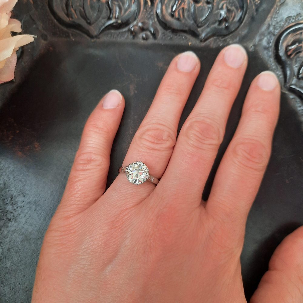 2.87ct Old European Cut Diamond Solitaire Ring in Platinum