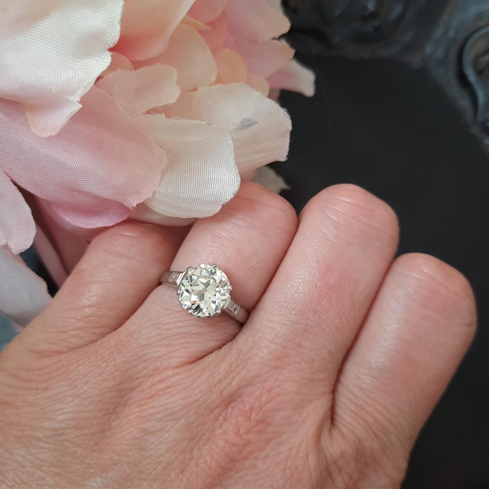 2.87ct Old European Cut Diamond Solitaire Ring in Platinum