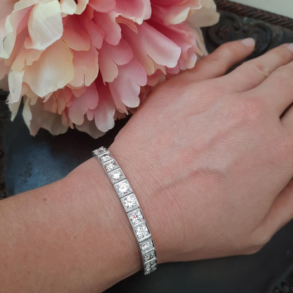 Vintage Diamond Line Bracelet in Platinum, 12.00 carat total