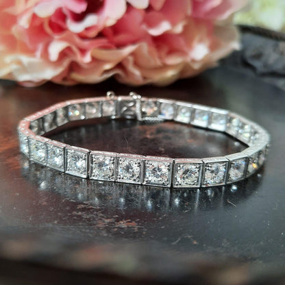Vintage Diamond Line Bracelet in Platinum, 12.00 carat total