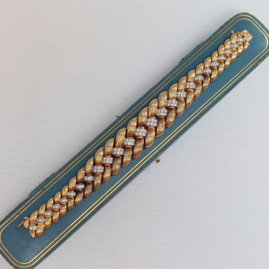 Retro 1970s Gold and Diamond Bracelet