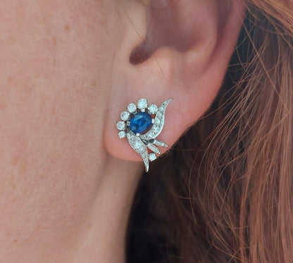 Vintage Sapphire and Diamond Earrings