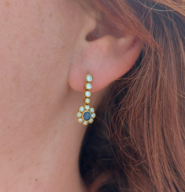 Vintage sapphire and Diamond Drop Earrings