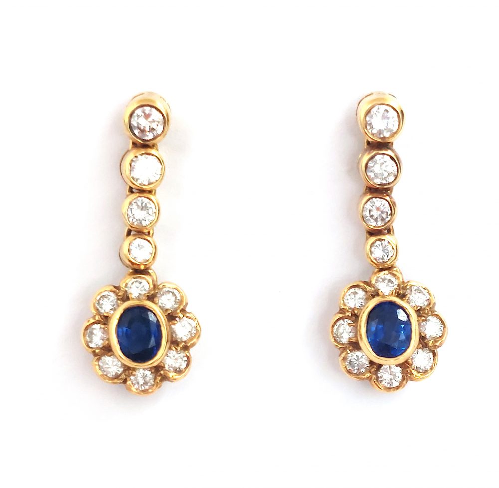 Vintage Sapphire diamond drop earrings