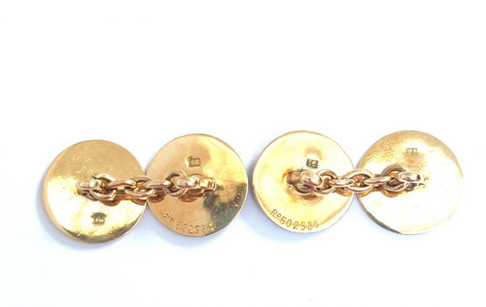 Antique Edwardian Blue Enamel and Diamond Cufflinks