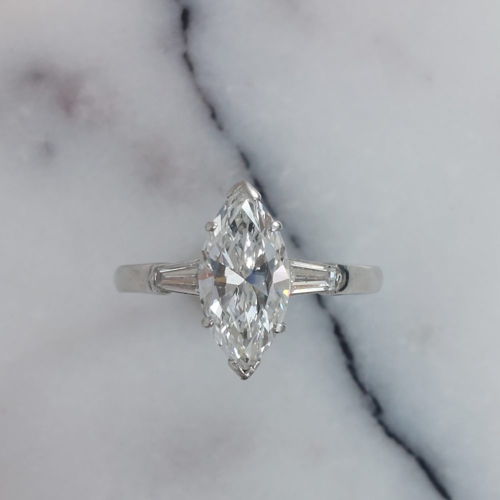 Vintage Marquise cut 1.76cts Diamond Engagement Ring