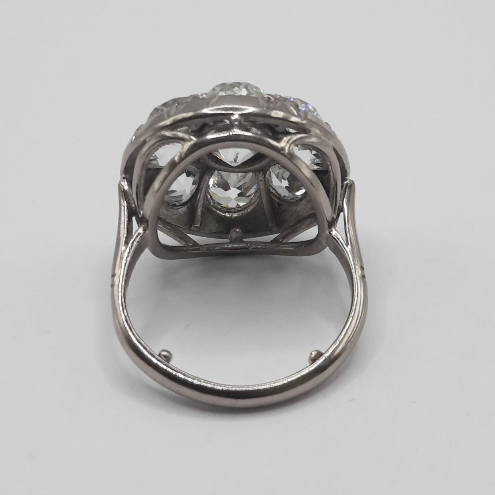5.8ct Old Mine Cut Diamond Bombe Cluster Ring