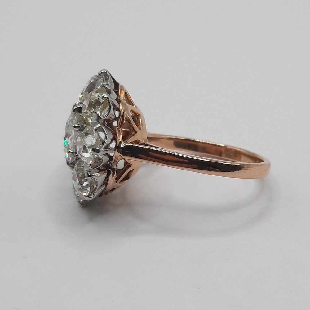 Antique 5.5ct Diamond Floral Cluster Ring, Circa 1900