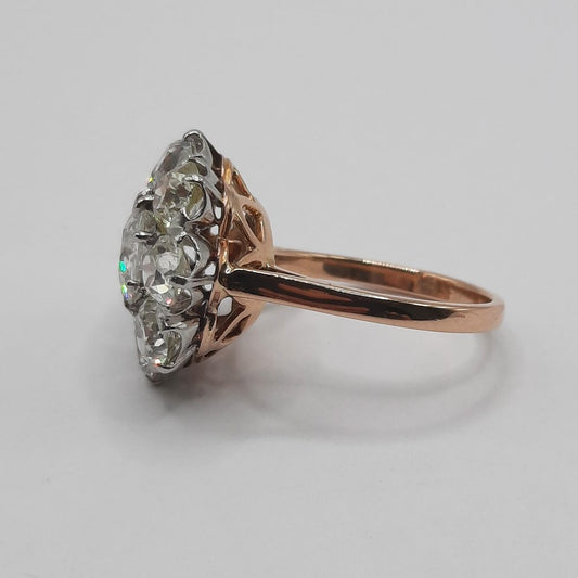 Antique 5.5ct Diamond Floral Cluster Ring, Circa 1900