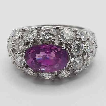 Vintage 3.23ct Natural Pink Sapphire and Diamond Dress Ring