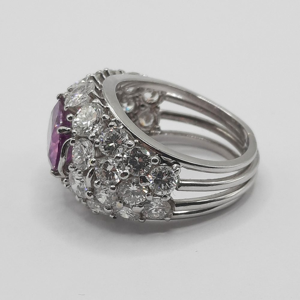 Vintage 3.23ct Natural Pink Sapphire and Diamond Dress Ring