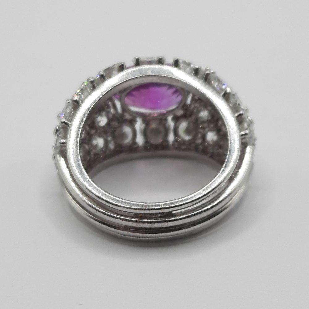 Vintage 3.23ct Natural Pink Sapphire and Diamond Dress Ring