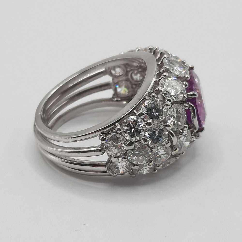 Vintage 3.23ct Natural Pink Sapphire and Diamond Dress Ring
