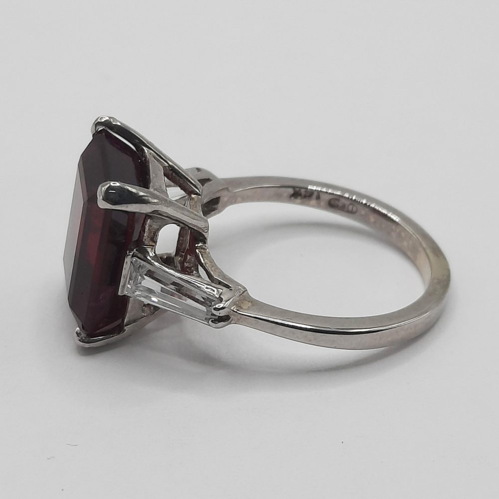 Vintage 3ct Emerald Cut Rubellite Solitaire Ring, Circa 1940s