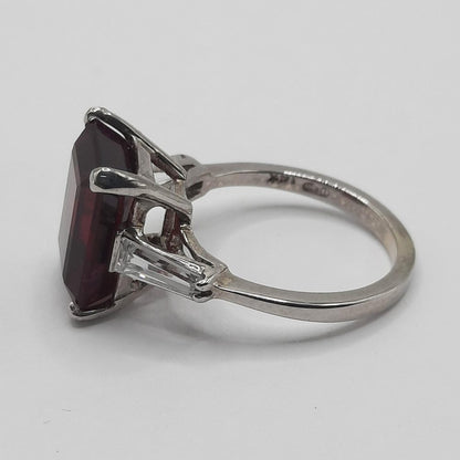 Vintage 3ct Emerald Cut Rubellite Solitaire Ring, Circa 1940s