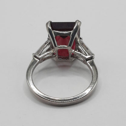 Vintage 3ct Emerald Cut Rubellite Solitaire Ring, Circa 1940s