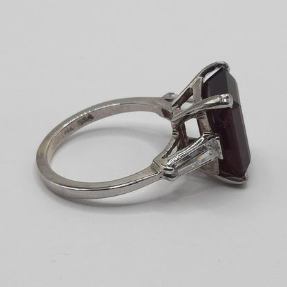 Vintage 3ct Emerald Cut Rubellite Solitaire Ring, Circa 1940s