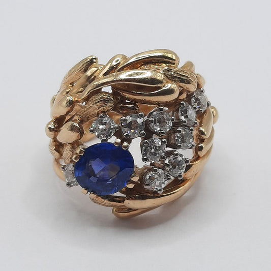 Vintage 1960s Sapphire and Diamond Dress Ring
